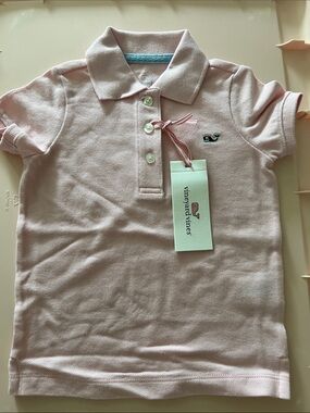Vineyard Vines Girls Light Pink Polo with Whale Logo